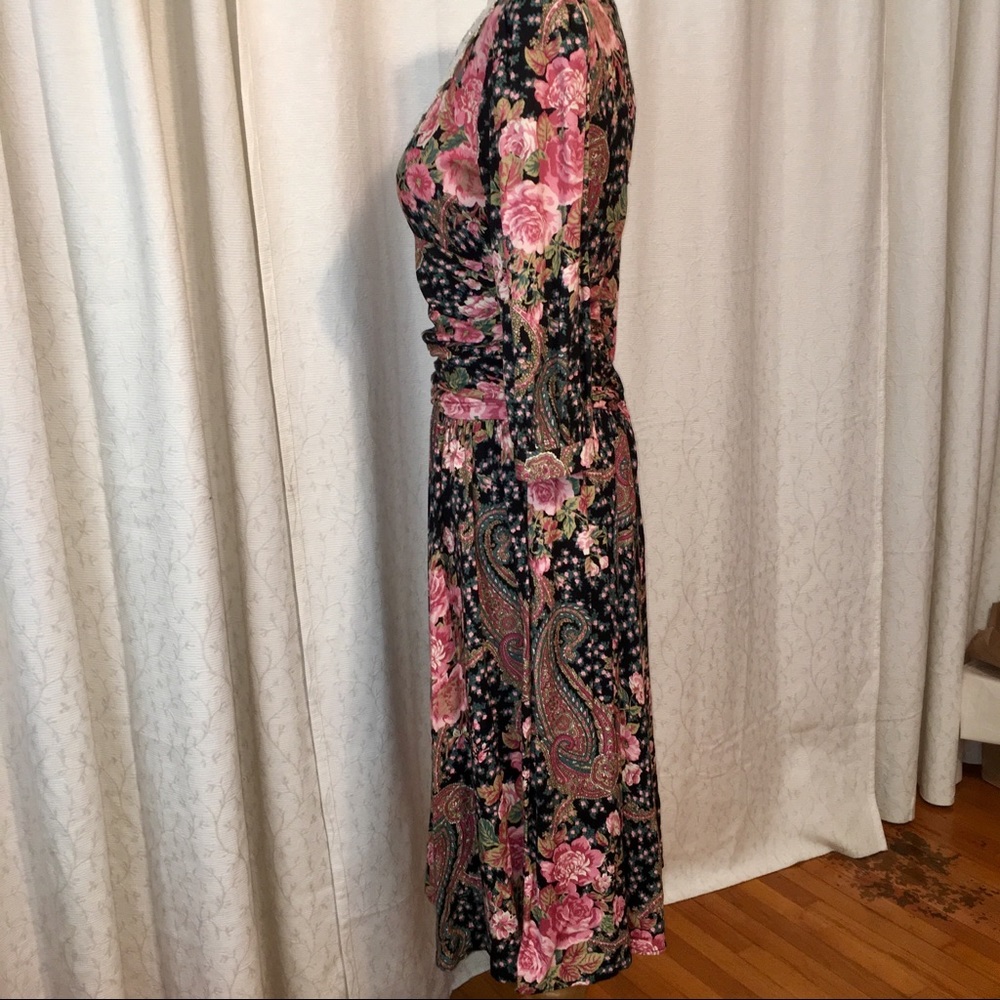 Fabulous Vintage 80s floral dress w/lace collar - Picture 3 of 4